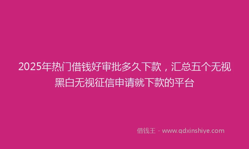2025年热门借钱好审批多久下款，汇总五个无视黑白无视征信申请就下款的平台