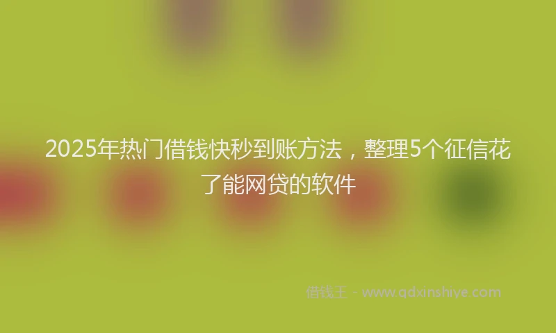 2025年热门借钱快秒到账方法，整理5个征信花了能网贷的软件