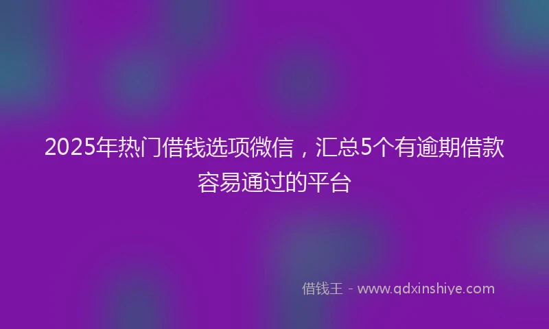 2025年热门借钱选项微信，汇总5个有逾期借款容易通过的平台