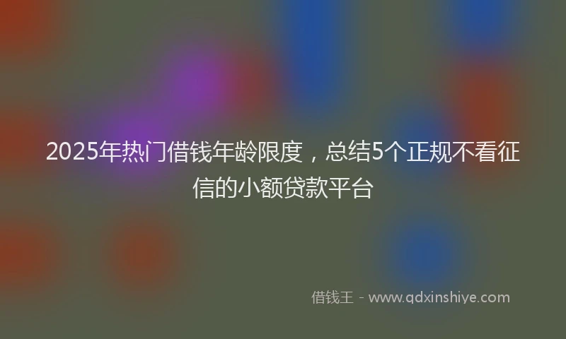 2025年热门借钱年龄限度，总结5个正规不看征信的小额贷款平台