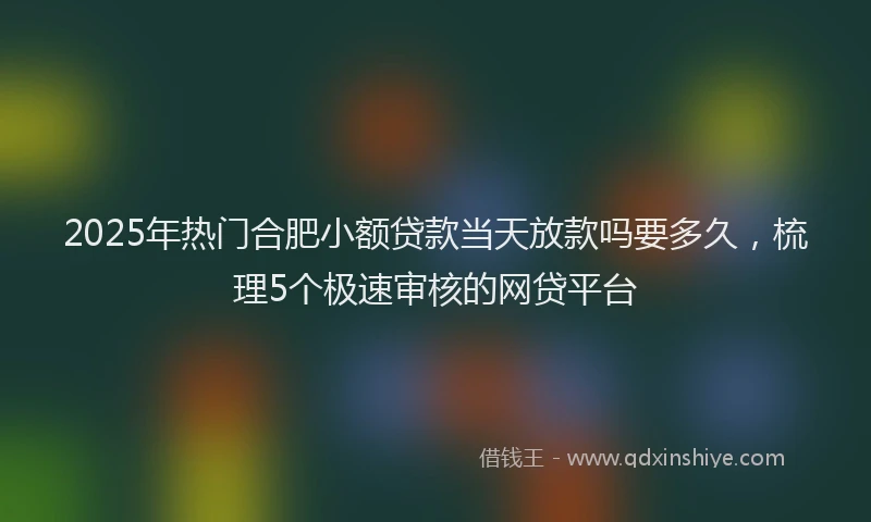 2025年热门合肥小额贷款当天放款吗要多久，梳理5个极速审核的网贷平台