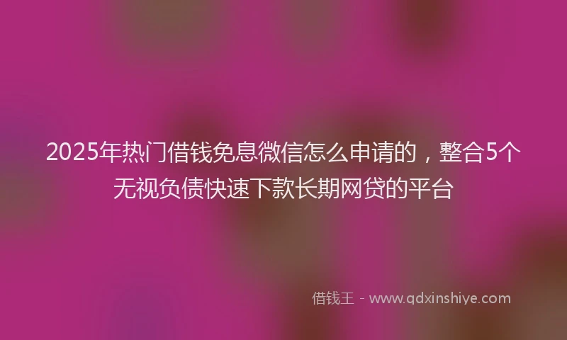 2025年热门借钱免息微信怎么申请的，整合5个无视负债快速下款长期网贷的平台