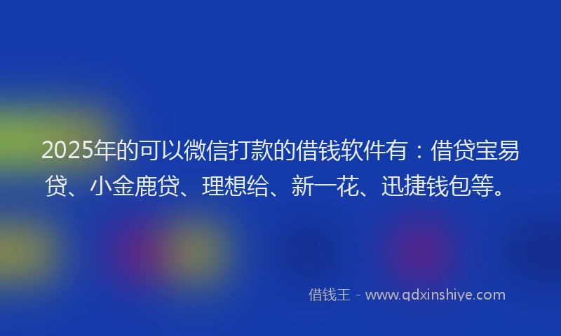 2025年的可以微信打款的借钱软件有：借贷宝易贷、小金鹿贷、理想给、新一花、迅捷钱包等。