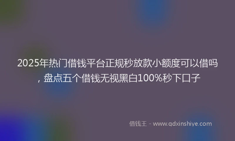 2025年热门借钱平台正规秒放款小额度可以借吗，盘点五个借钱无视黑白100%秒下口子
