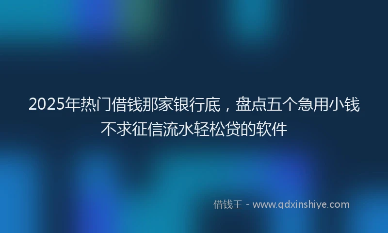 2025年热门借钱那家银行底，盘点五个急用小钱不求征信流水轻松贷的软件
