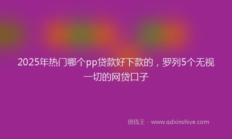 2025年热门哪个pp贷款好下款的，罗列5个无视一切的网贷口子