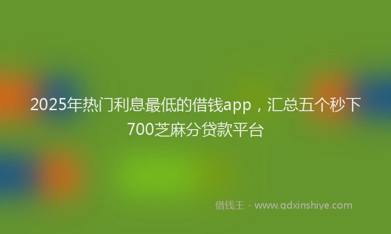 2025年热门利息最低的借钱app，汇总五个秒下700芝麻分贷款平台