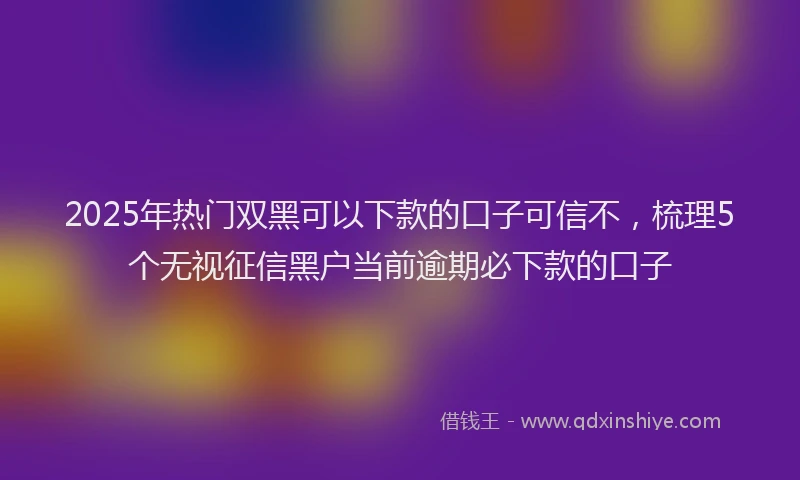 2025年热门双黑可以下款的口子可信不，梳理5个无视征信黑户当前逾期必下款的口子