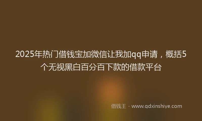 2025年热门借钱宝加微信让我加qq申请，概括5个无视黑白百分百下款的借款平台