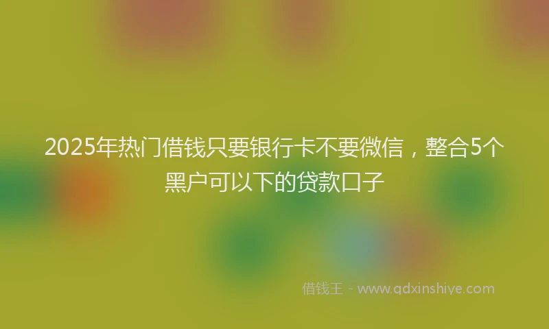 2025年热门借钱只要银行卡不要微信，整合5个黑户可以下的贷款口子