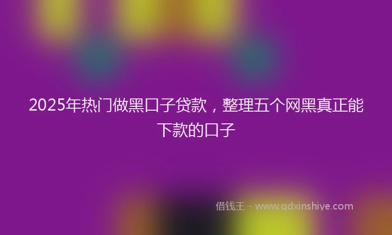 2025年热门做黑口子贷款，整理五个网黑真正能下款的口子