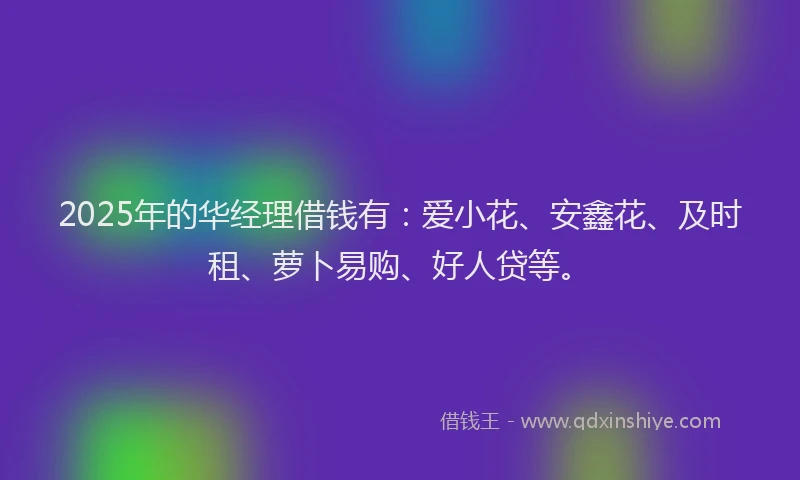 2025年的华经理借钱有：爱小花、安鑫花、及时租、萝卜易购、好人贷等。