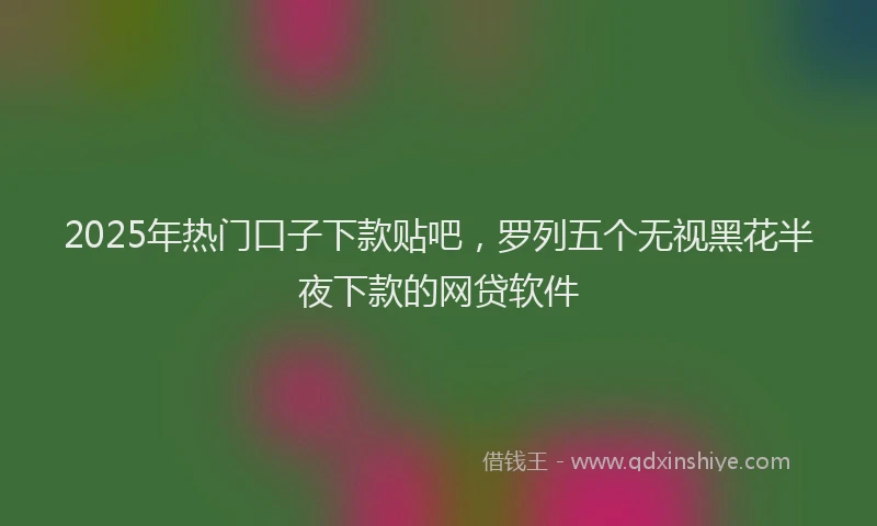 2025年热门口子下款贴吧，罗列五个无视黑花半夜下款的网贷软件