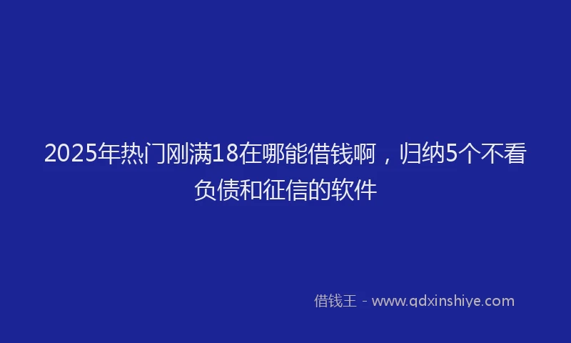2025年热门刚满18在哪能借钱啊，归纳5个不看负债和征信的软件