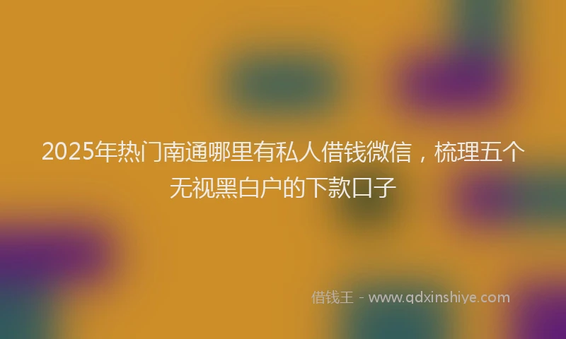 2025年热门南通哪里有私人借钱微信，梳理五个无视黑白户的下款口子