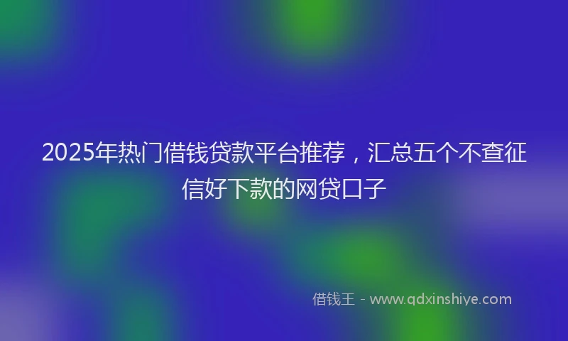 2025年热门借钱贷款平台推荐，汇总五个不查征信好下款的网贷口子