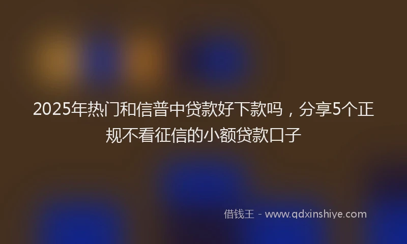 2025年热门和信普中贷款好下款吗，分享5个正规不看征信的小额贷款口子