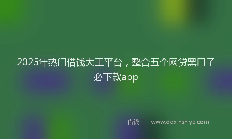 2025年热门借钱大王平台，整合五个网贷黑口子必下款app