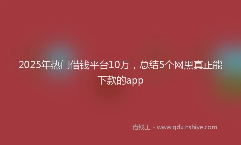 2025年热门借钱平台10万，总结5个网黑真正能下款的app