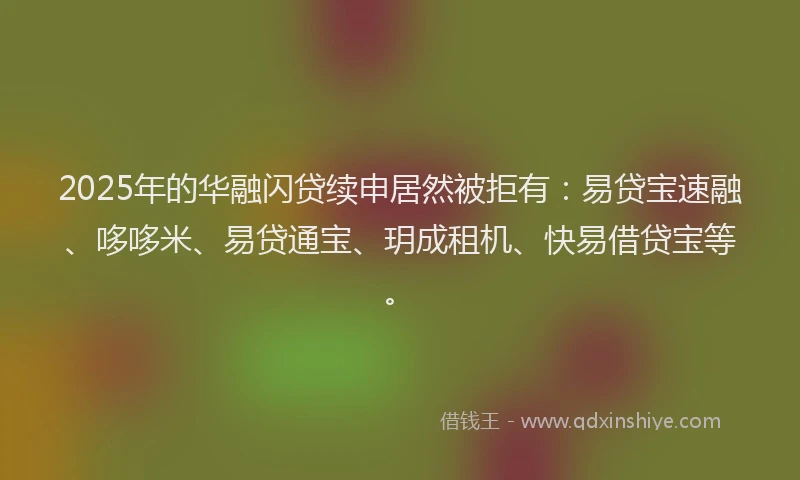 2025年的华融闪贷续申居然被拒有：易贷宝速融、哆哆米、易贷通宝、玥成租机、快易借贷宝等。