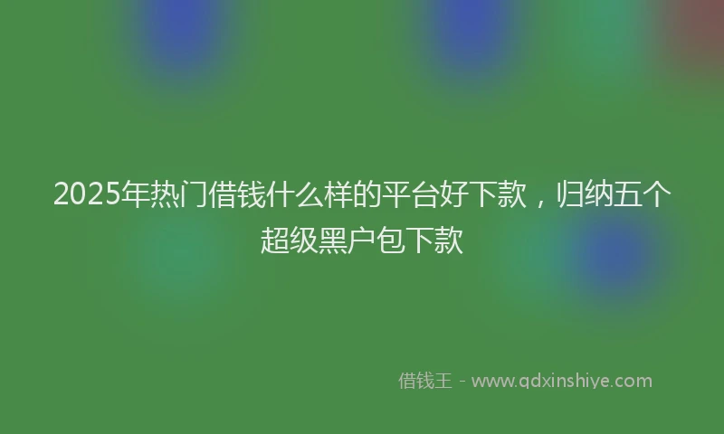 2025年热门借钱什么样的平台好下款，归纳五个超级黑户包下款