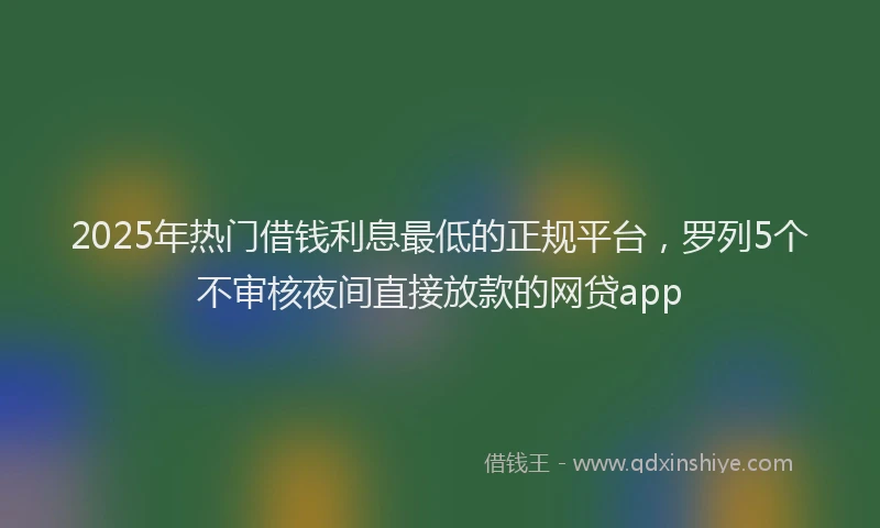 2025年热门借钱利息最低的正规平台，罗列5个不审核夜间直接放款的网贷app