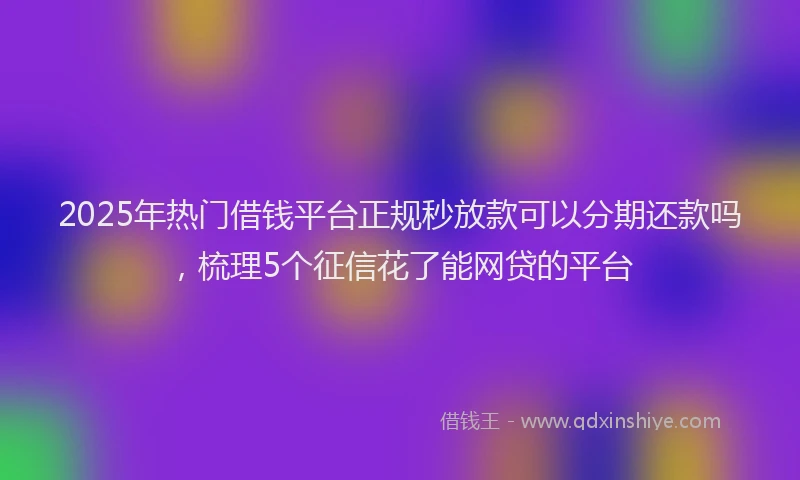 2025年热门借钱平台正规秒放款可以分期还款吗，梳理5个征信花了能网贷的平台