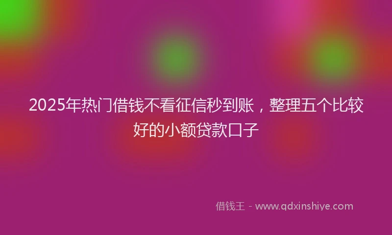 2025年热门借钱不看征信秒到账，整理五个比较好的小额贷款口子