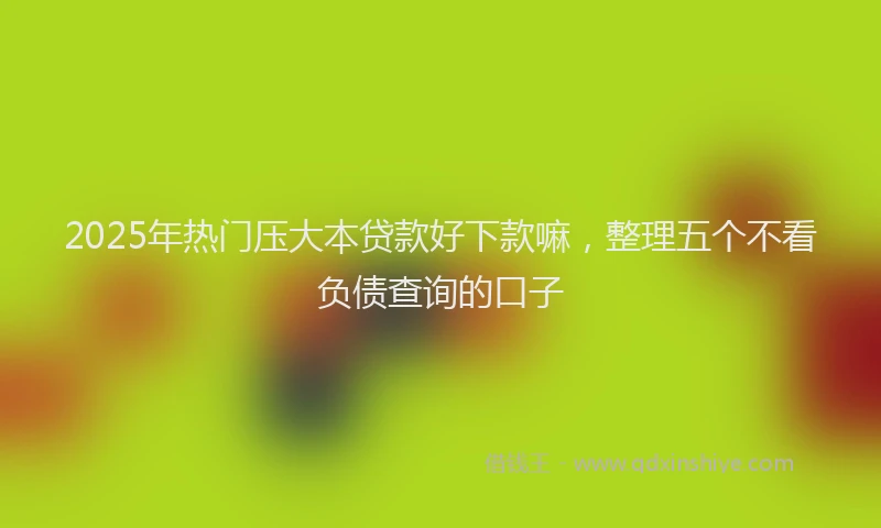 2025年热门压大本贷款好下款嘛，整理五个不看负债查询的口子