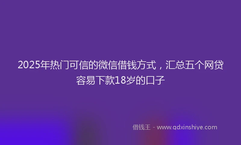 2025年热门可信的微信借钱方式，汇总五个网贷容易下款18岁的口子