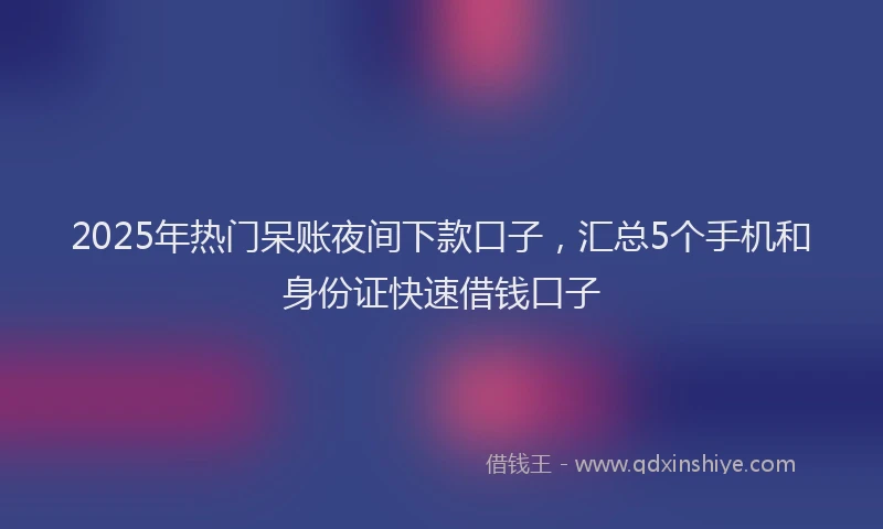 2025年热门呆账夜间下款口子，汇总5个手机和身份证快速借钱口子