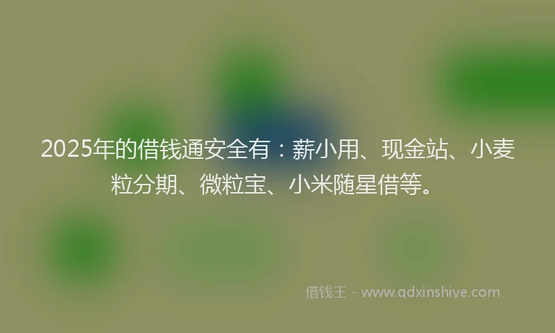 2025年的借钱通安全有：薪小用、现金站、小麦粒分期、微粒宝、小米随星借等。
