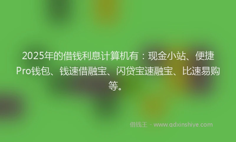 2025年的借钱利息计算机有：现金小站、便捷Pro钱包、钱速借融宝、闪贷宝速融宝、比速易购等。