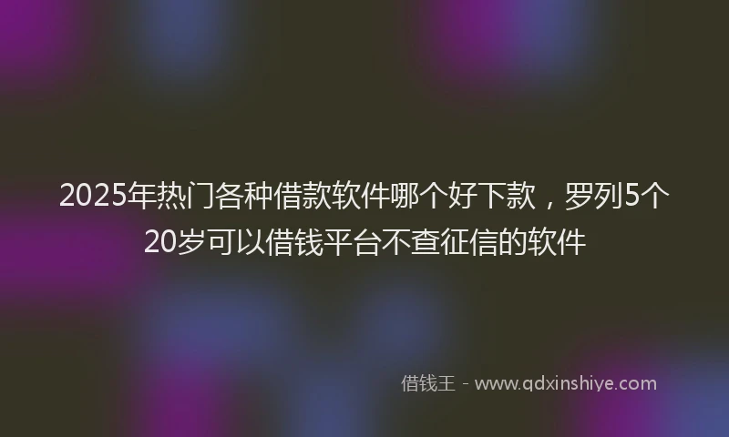 2025年热门各种借款软件哪个好下款，罗列5个20岁可以借钱平台不查征信的软件