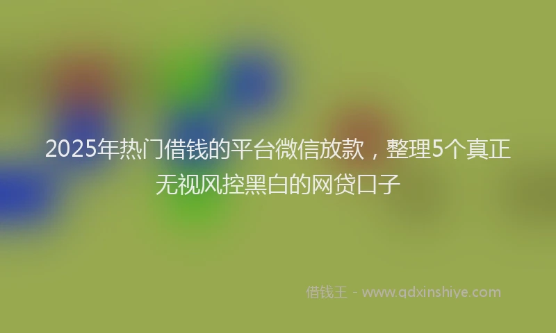 2025年热门借钱的平台微信放款，整理5个真正无视风控黑白的网贷口子