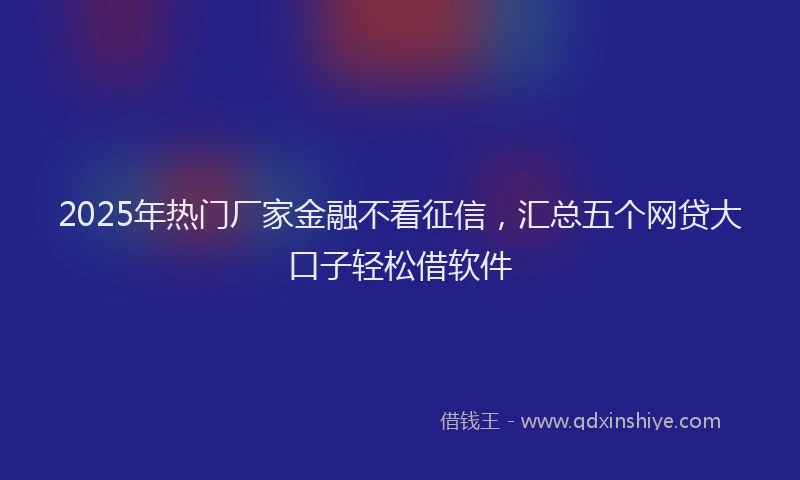 2025年热门厂家金融不看征信，汇总五个网贷大口子轻松借软件