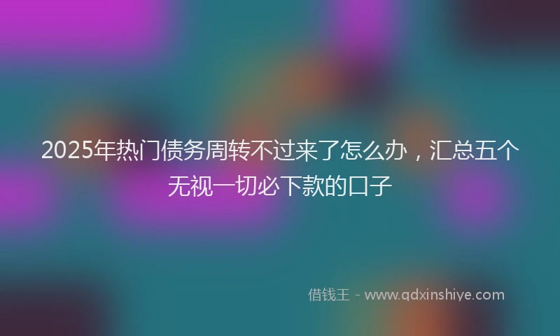 2025年热门债务周转不过来了怎么办，汇总五个无视一切必下款的口子