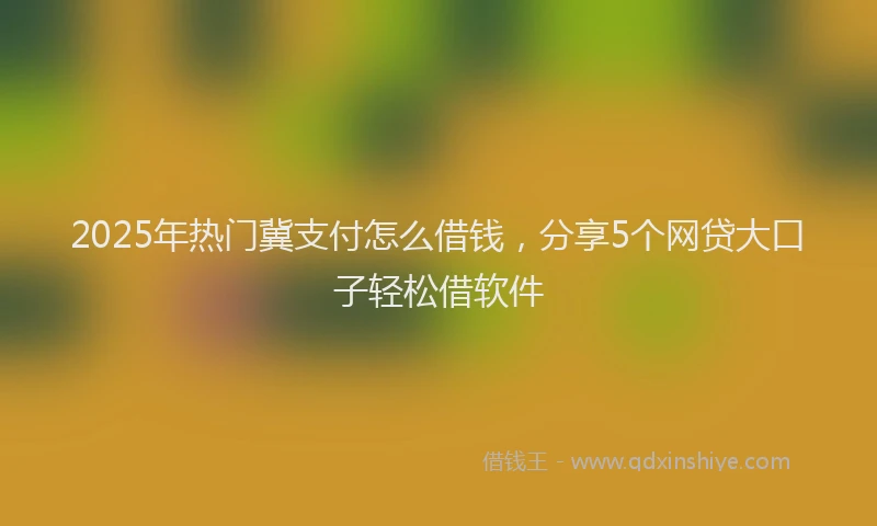 2025年热门冀支付怎么借钱，分享5个网贷大口子轻松借软件