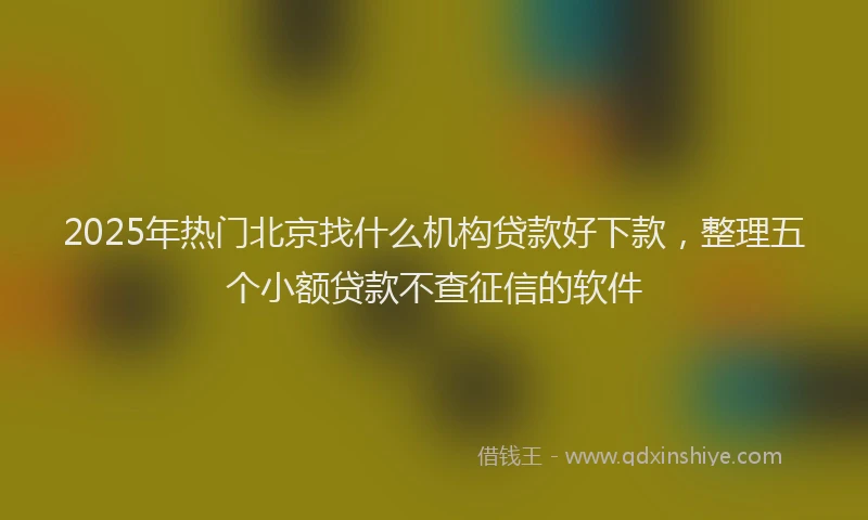 2025年热门北京找什么机构贷款好下款，整理五个小额贷款不查征信的软件