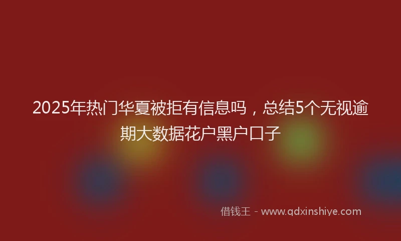 2025年热门华夏被拒有信息吗，总结5个无视逾期大数据花户黑户口子