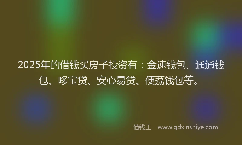 2025年的借钱买房子投资有：金速钱包、通通钱包、哆宝贷、安心易贷、便荔钱包等。