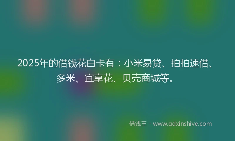 2025年的借钱花白卡有：小米易贷、拍拍速借、多米、宜享花、贝壳商城等。