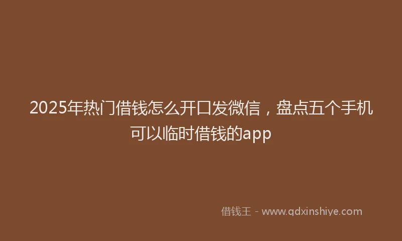 2025年热门借钱怎么开口发微信，盘点五个手机可以临时借钱的app