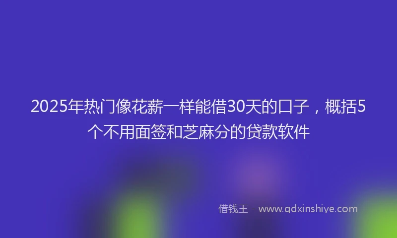 2025年热门像花薪一样能借30天的口子，概括5个不用面签和芝麻分的贷款软件