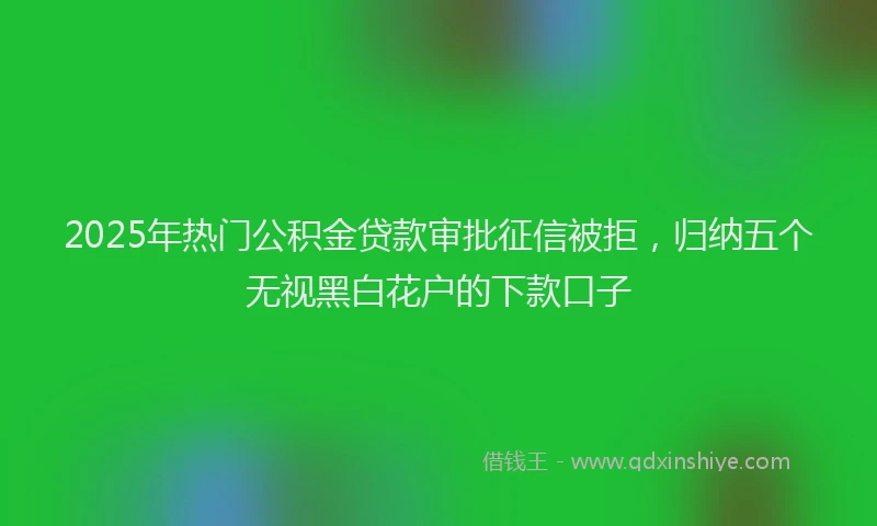 2025年热门公积金贷款审批征信被拒，归纳五个无视黑白花户的下款口子