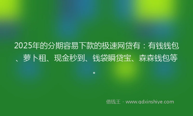 2025年的分期容易下款的极速网贷有：有钱钱包、萝卜租、现金秒到、钱袋瞬贷宝、森森钱包等。