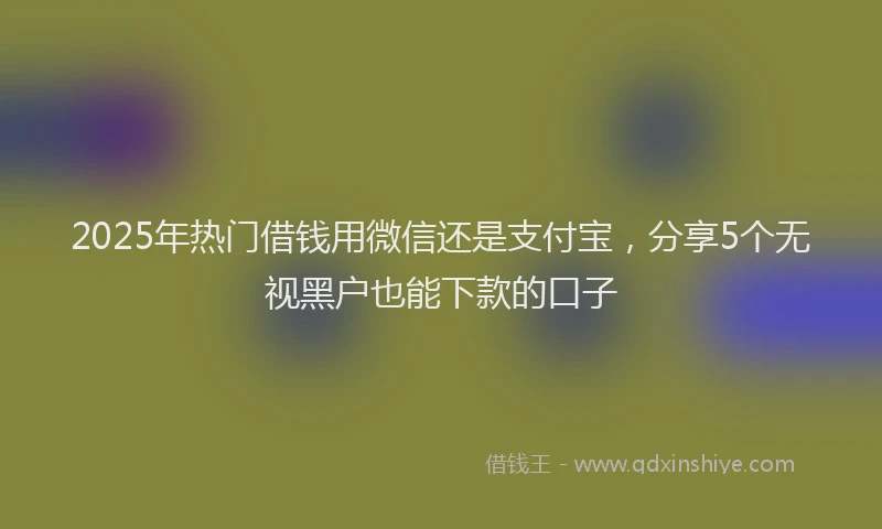2025年热门借钱用微信还是支付宝，分享5个无视黑户也能下款的口子