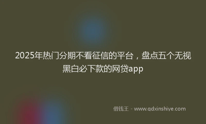 2025年热门分期不看征信的平台，盘点五个无视黑白必下款的网贷app
