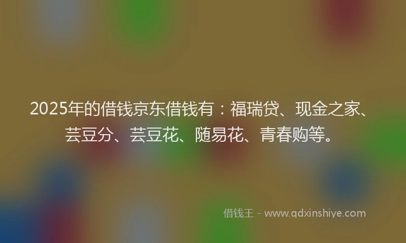 2025年的借钱京东借钱有：福瑞贷、现金之家、芸豆分、芸豆花、随易花、青春购等。