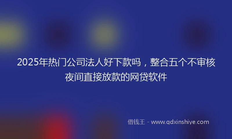 2025年热门公司法人好下款吗，整合五个不审核夜间直接放款的网贷软件